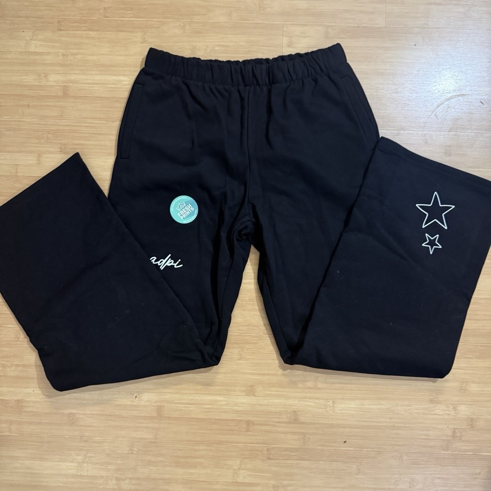 NEW ALPHA DELTA PI (ADPi) Wide Leg Sweat Pants Size Medium Black Sorority
